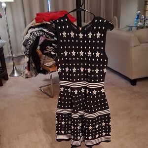 Ted Baker Black and White Star Pattern Midi Dress Size 2 Equal To Size 4 To 6